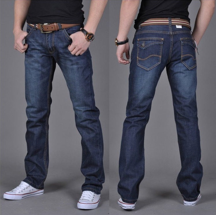 TrendyWear Men's Denim Straight-Leg Pants – Comfortable Cotton Blend