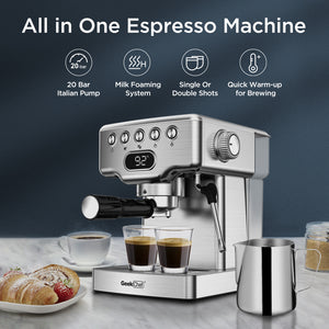 Geek Chef Espresso Machine – 20 Bar Professional Pump With Milk Frother